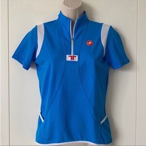 Castelli Sky Blue White Half Zip Short Sleeve Bike Cycling Shirt Jersey M
